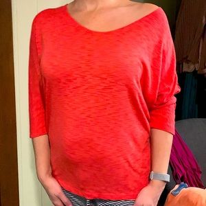 Coral off the shoulder lightweight sweater